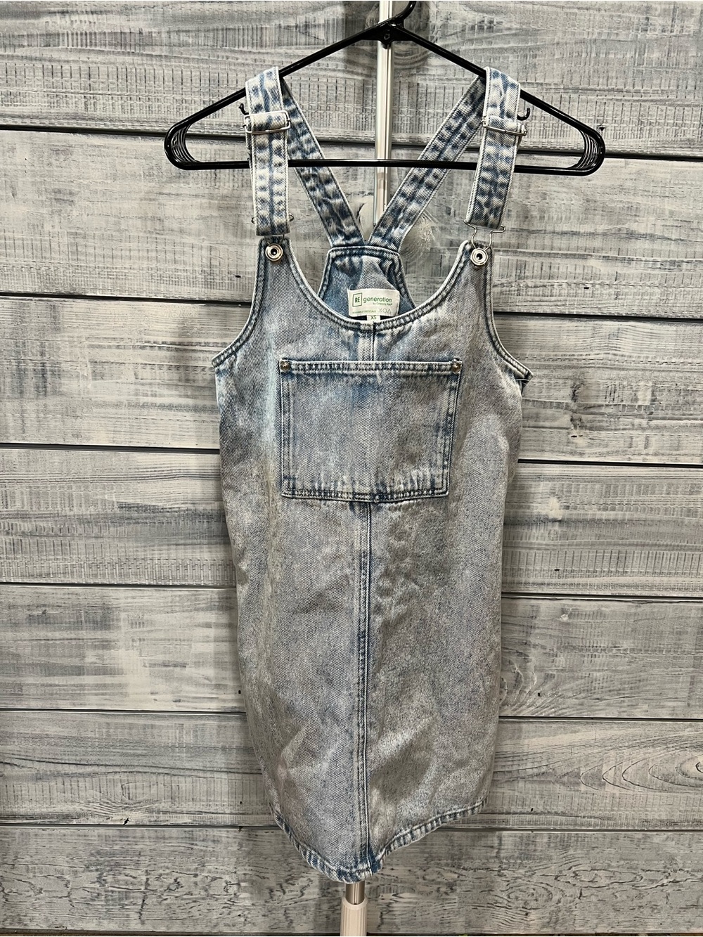 Celebrity Pink Light Blue Acid Wash Denim Pinafore Dress